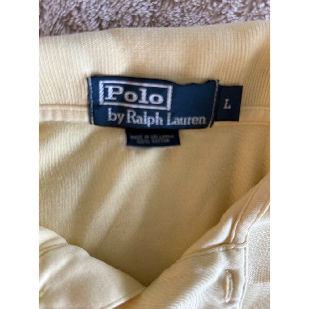 Polo Ralph Lauren Yellow Polo Shirt Mens Large Cotton Mesh Pony Logo Classic Fit - Picture 10 of 11